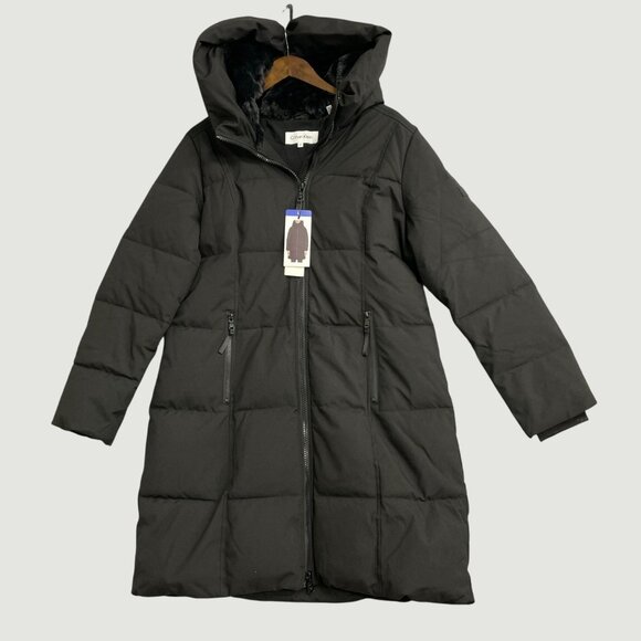 NEW Calvin Klein Women's L Black Puffer Coat With Hood Full Zip - Picture 5 of 16